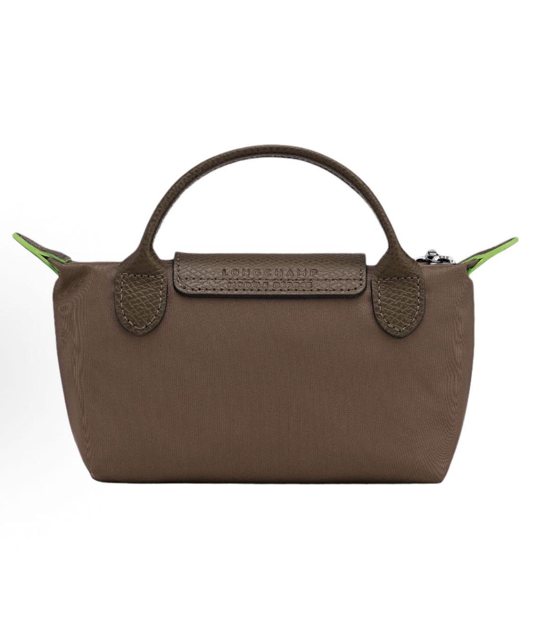 LONGCHAMP Коричневая тканевая сумка с короткими ручками, фото 3