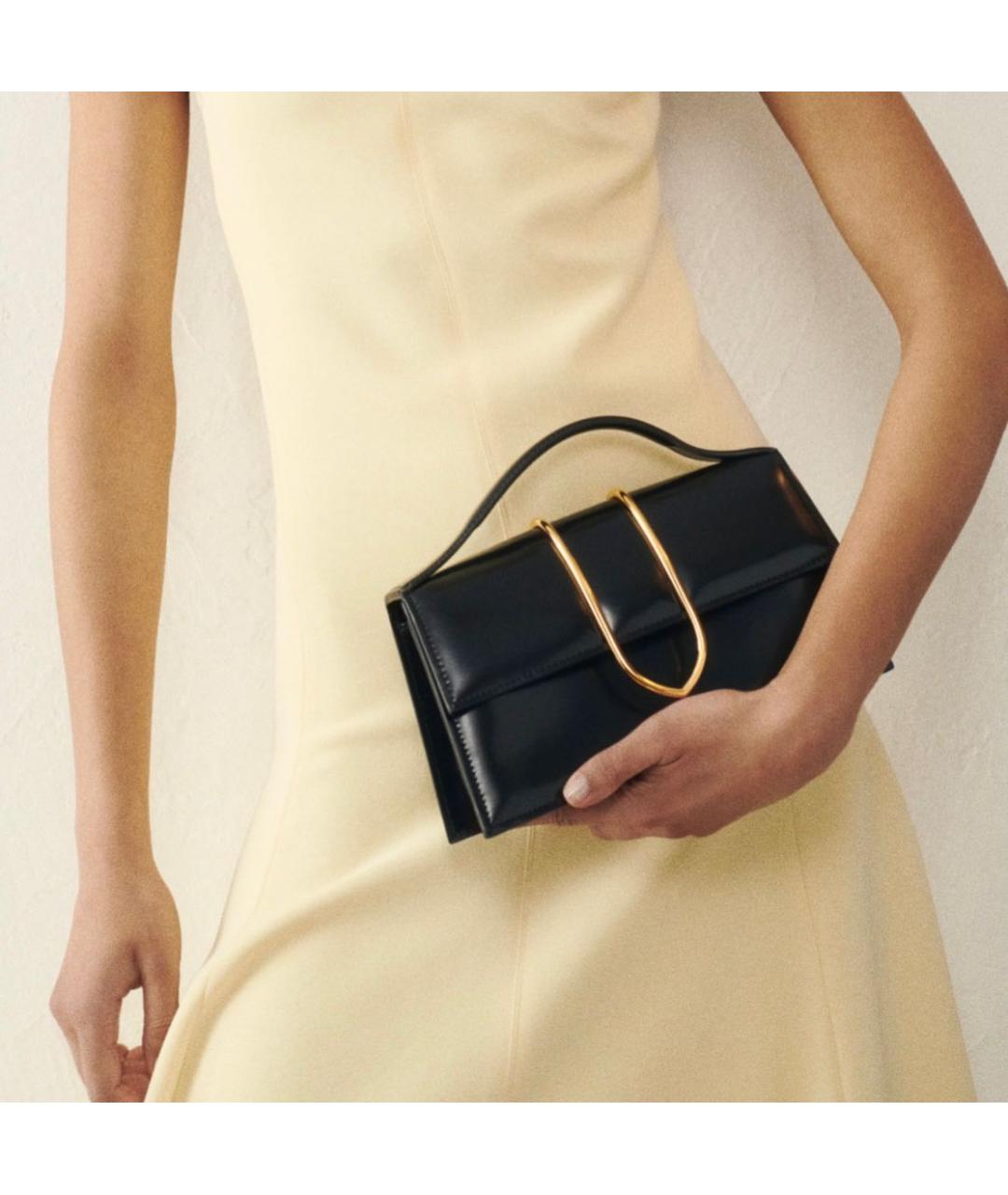 JACQUEMUS Черная сумка через плечо из лакированной кожи, фото 8