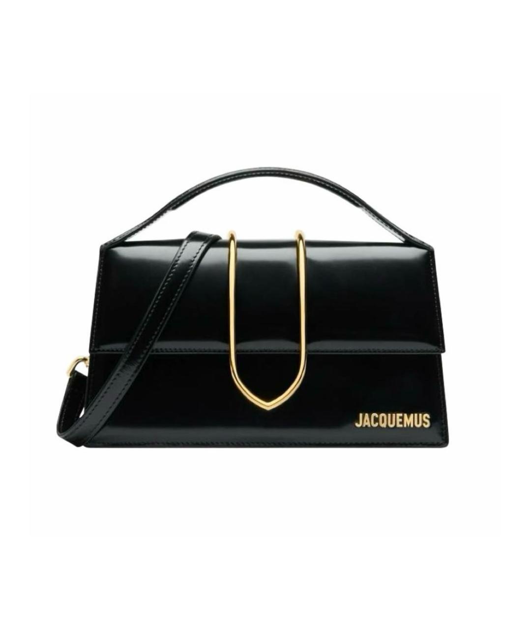 JACQUEMUS Черная сумка через плечо из лакированной кожи, фото 9