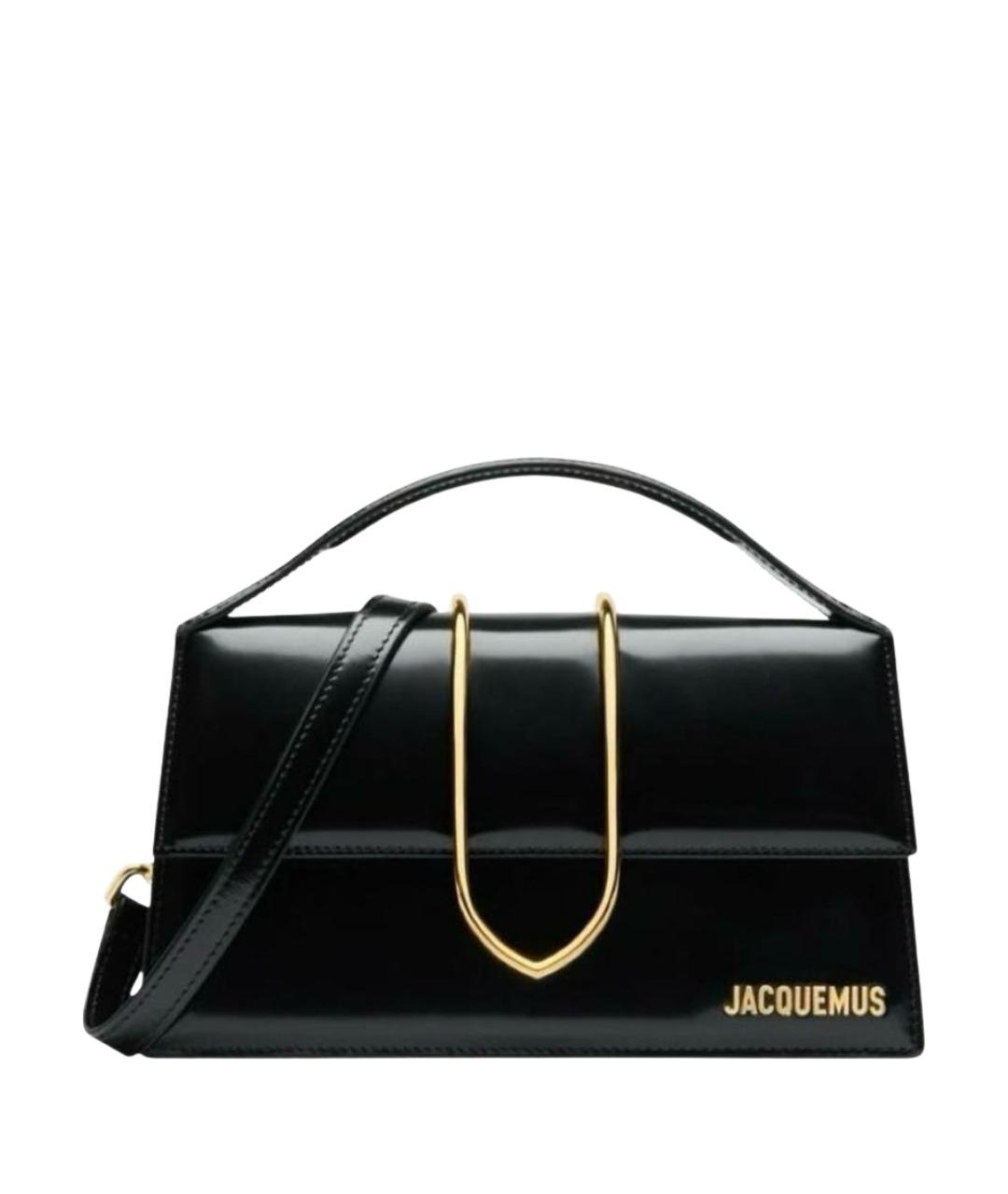 JACQUEMUS Черная сумка через плечо из лакированной кожи, фото 1