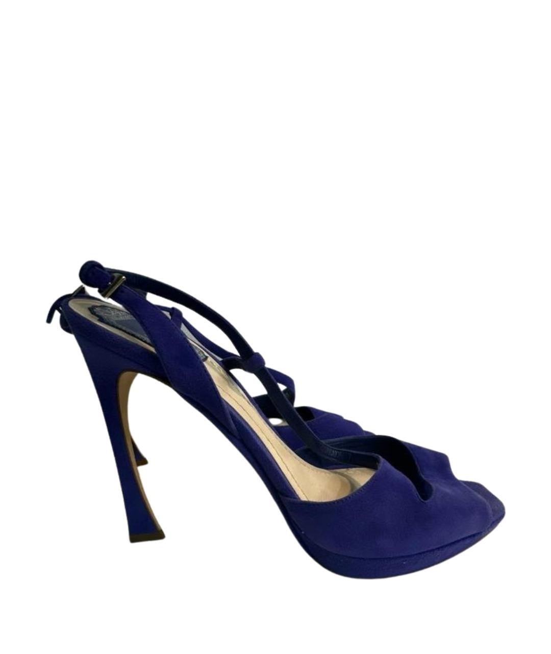 CHRISTIAN DIOR Синие замшевые босоножки, фото 1