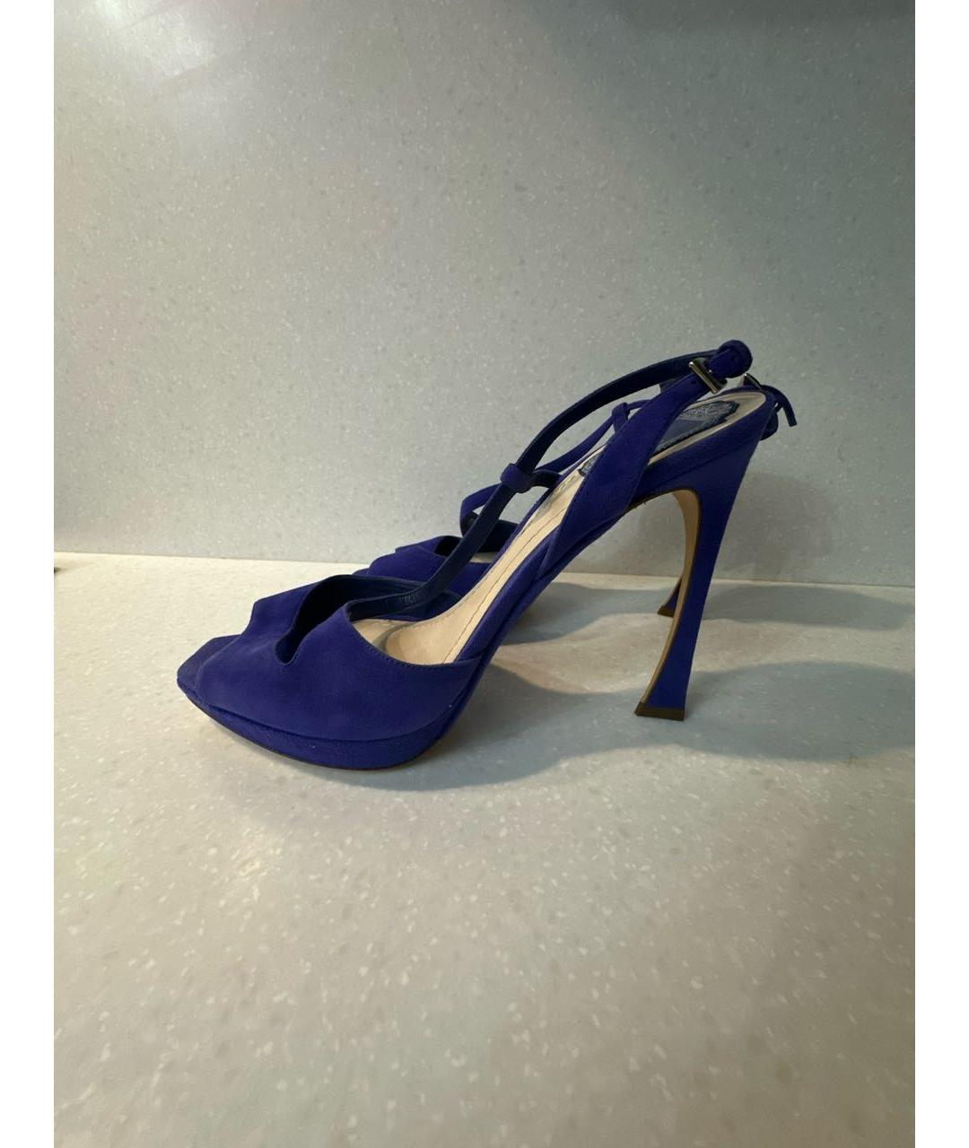 CHRISTIAN DIOR Синие замшевые босоножки, фото 5