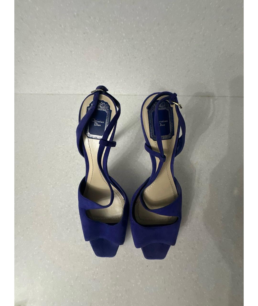 CHRISTIAN DIOR Синие замшевые босоножки, фото 2