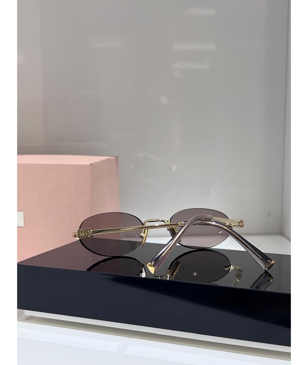 MIU MIU Золотые солнцезащитные очки, фото 3