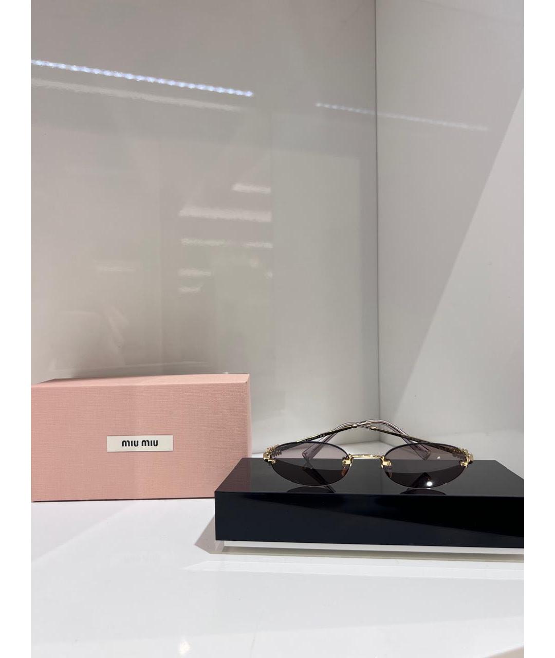 MIU MIU Золотые солнцезащитные очки, фото 2