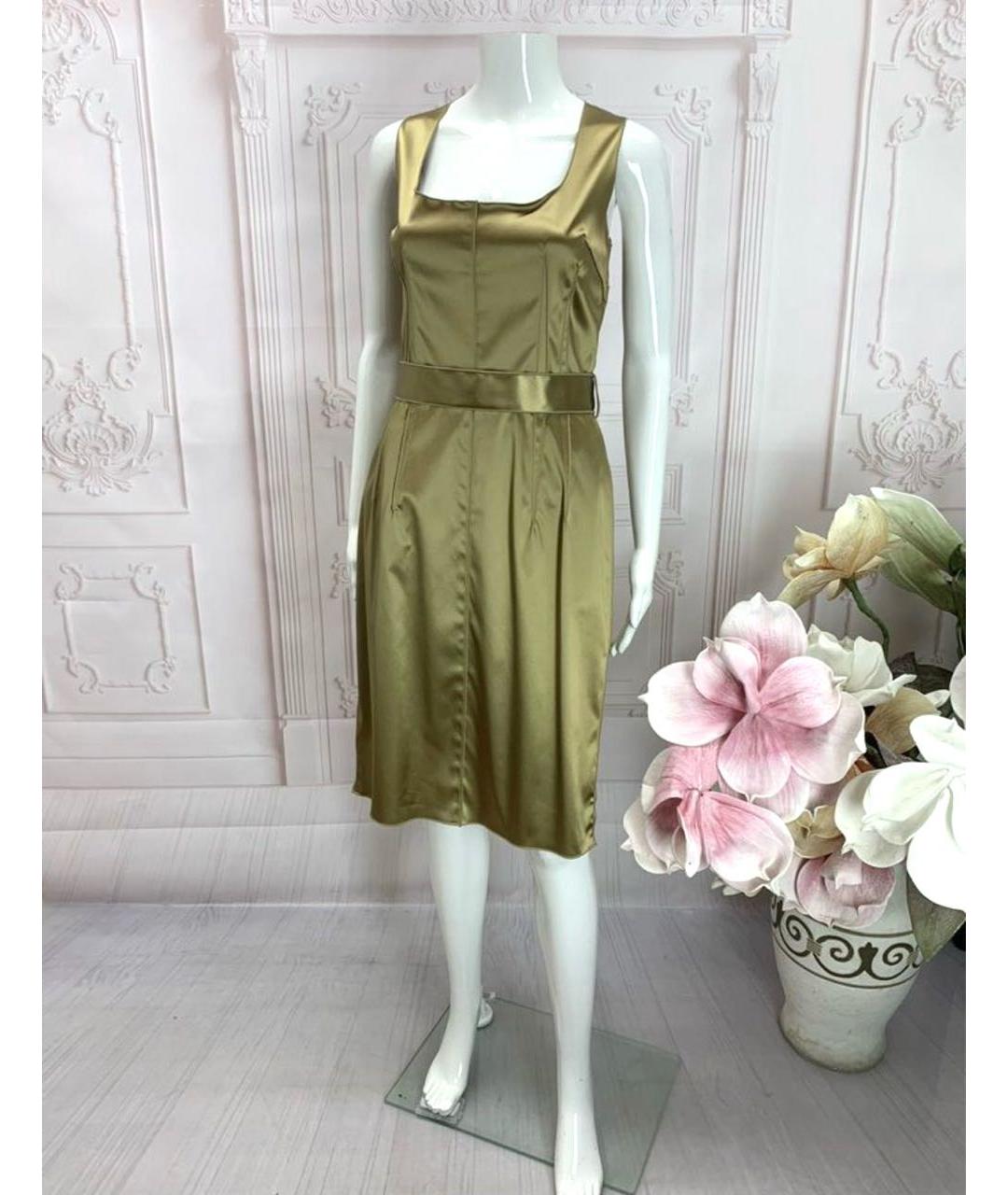 DOLCE&GABBANA Золотое ацетатное коктейльное платье, фото 7