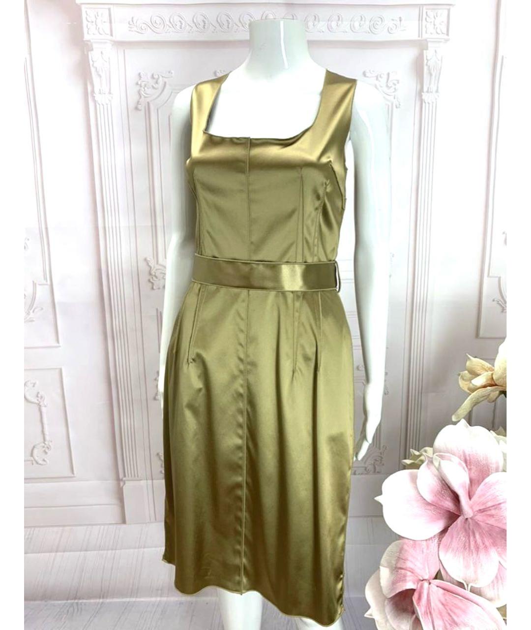 DOLCE&GABBANA Золотое ацетатное коктейльное платье, фото 5