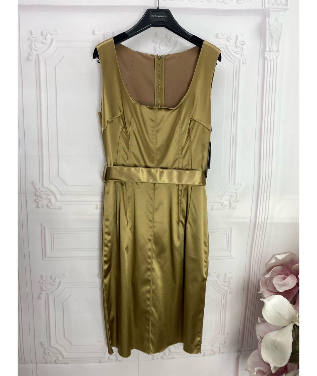DOLCE&GABBANA Золотое ацетатное коктейльное платье, фото 8