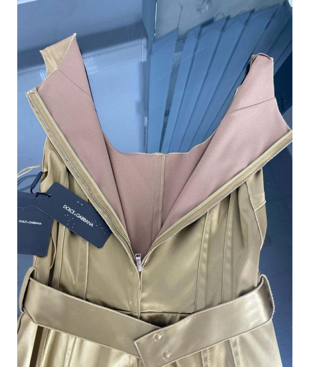 DOLCE&GABBANA Золотое ацетатное коктейльное платье, фото 3