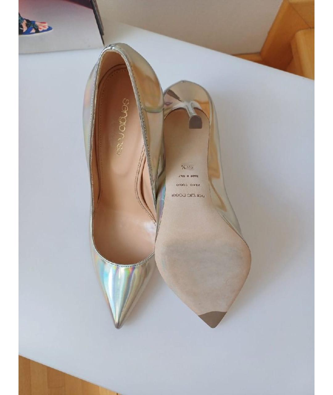 SERGIO ROSSI Золотые кожаные туфли, фото 8