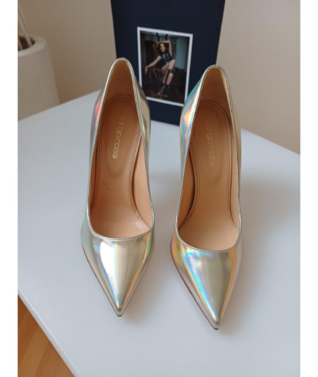 SERGIO ROSSI Золотые кожаные туфли, фото 5