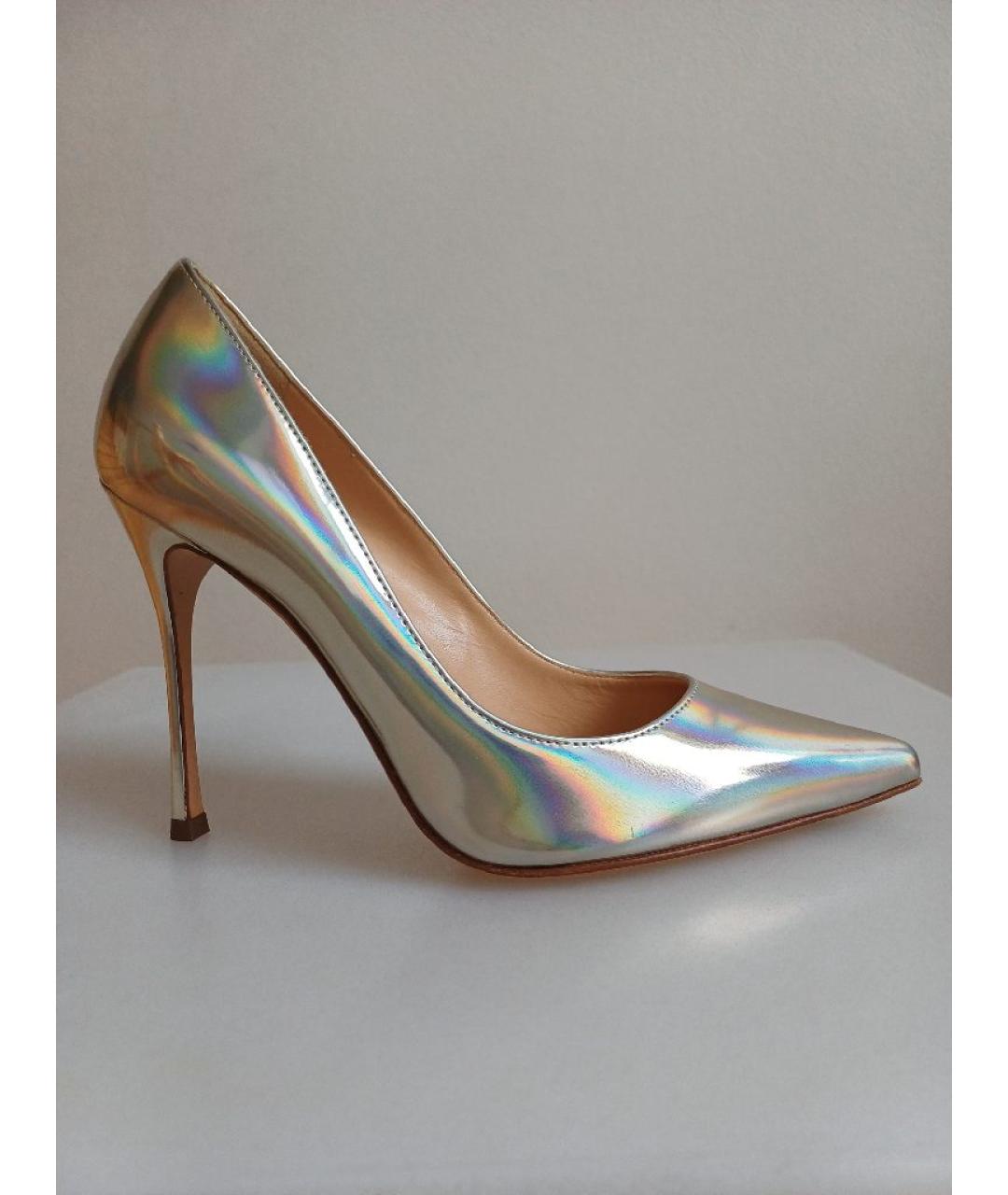 SERGIO ROSSI Золотые кожаные туфли, фото 9