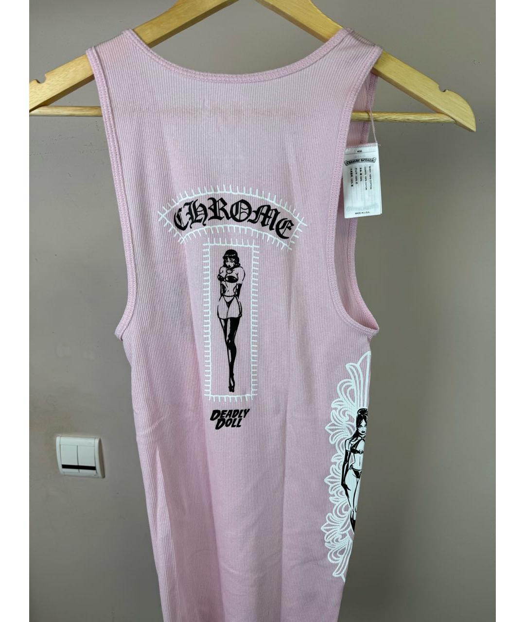 CHROME HEARTS Розовое хлопковое повседневное платье, фото 4