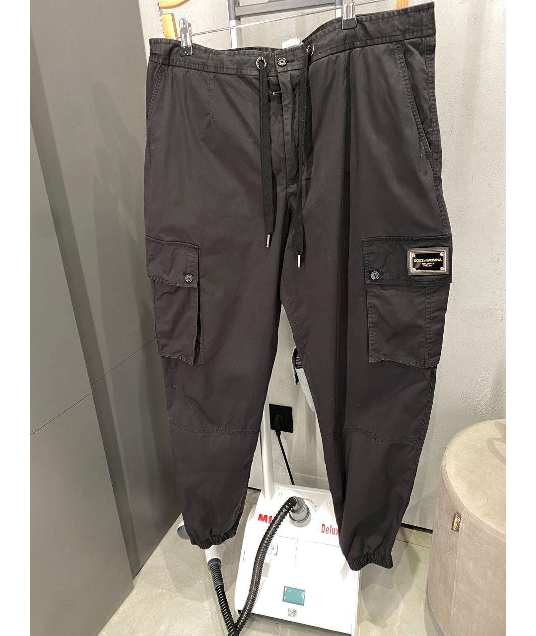 DOLCE&GABBANA Черные хлопко-эластановые повседневные брюки, фото 7