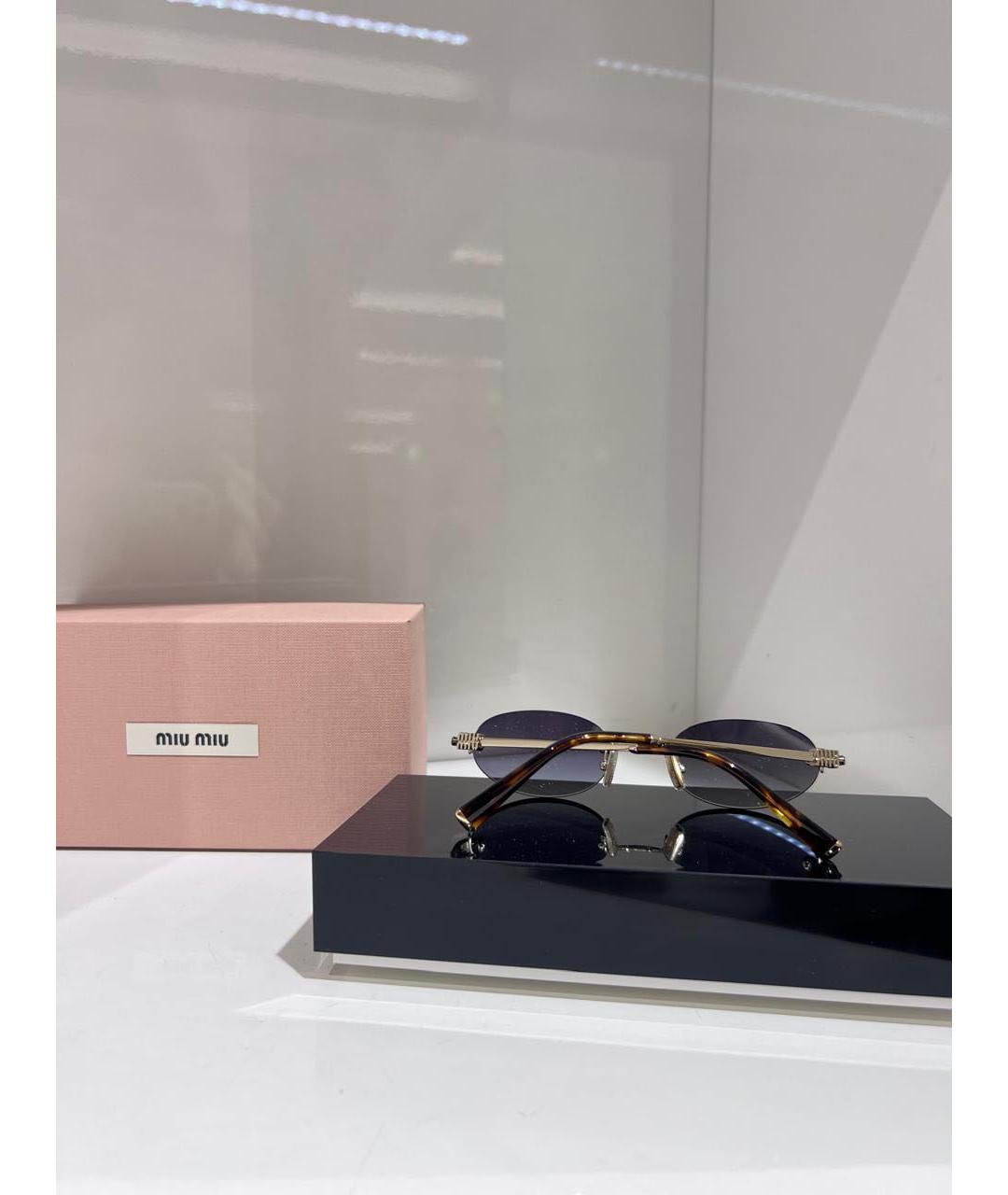 MIU MIU Золотые солнцезащитные очки, фото 3