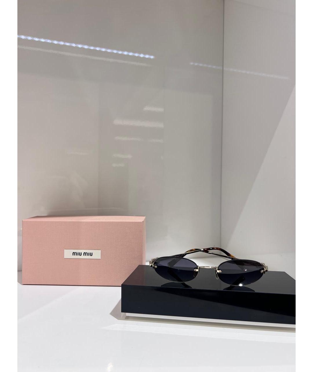 MIU MIU Золотые солнцезащитные очки, фото 2