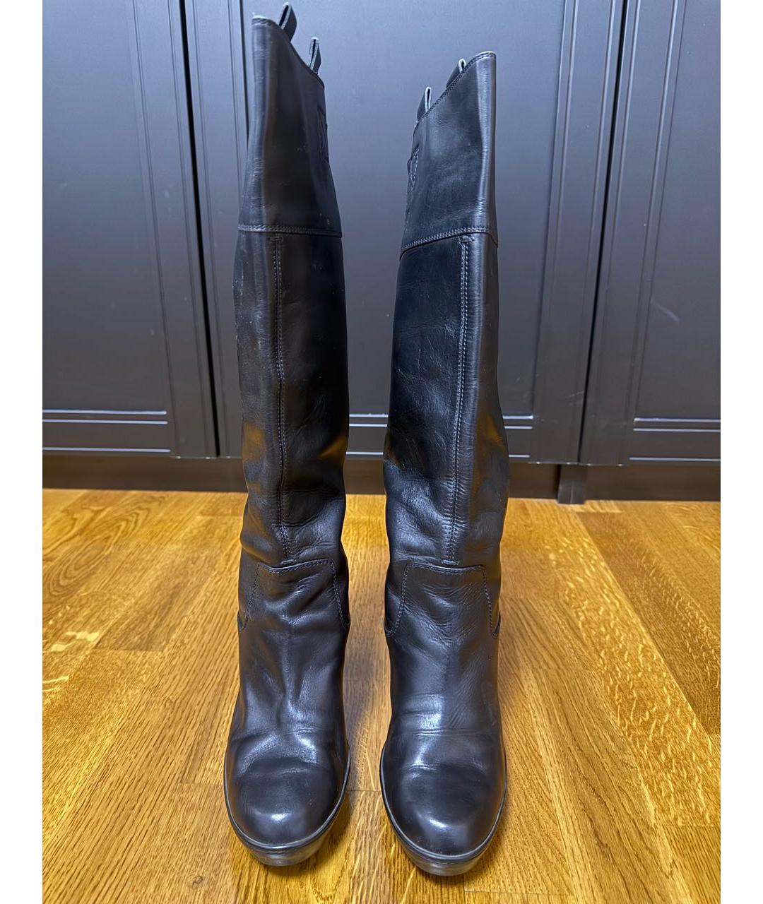 TOD'S Черные кожаные сапоги, фото 2