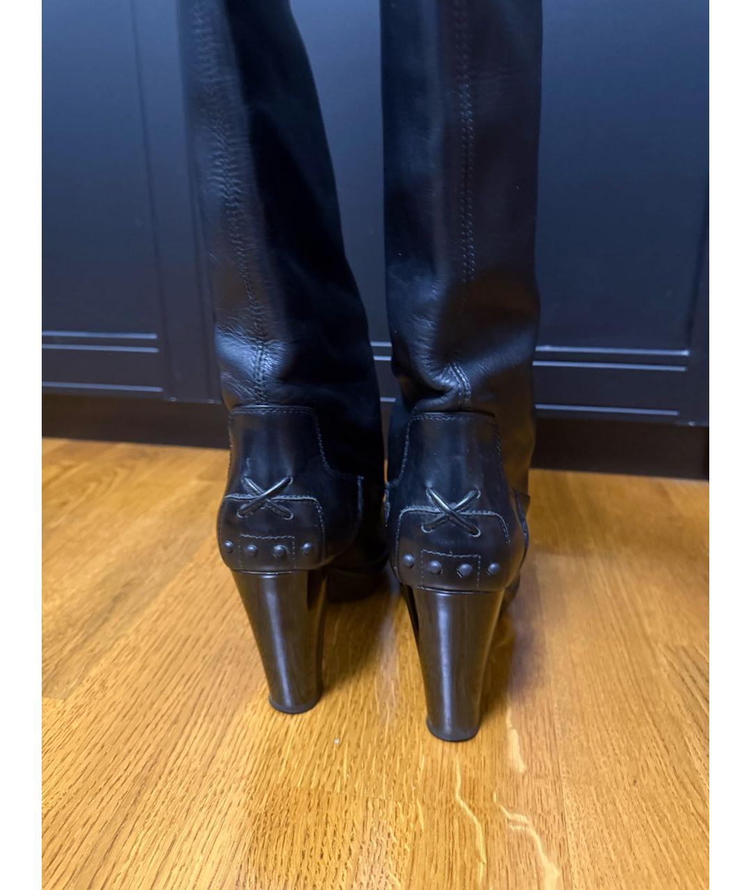 TOD'S Черные кожаные сапоги, фото 4