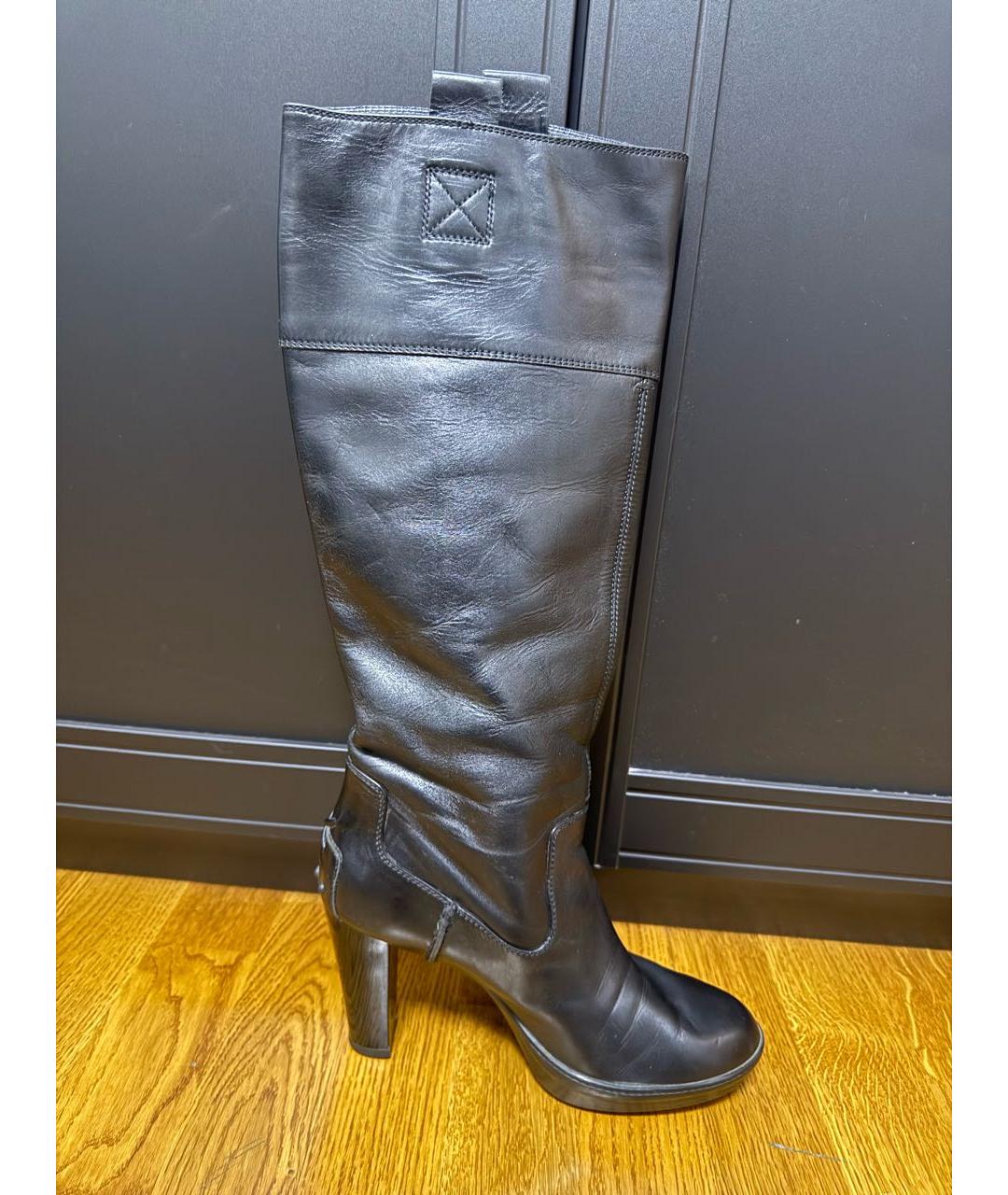 TOD'S Черные кожаные сапоги, фото 5