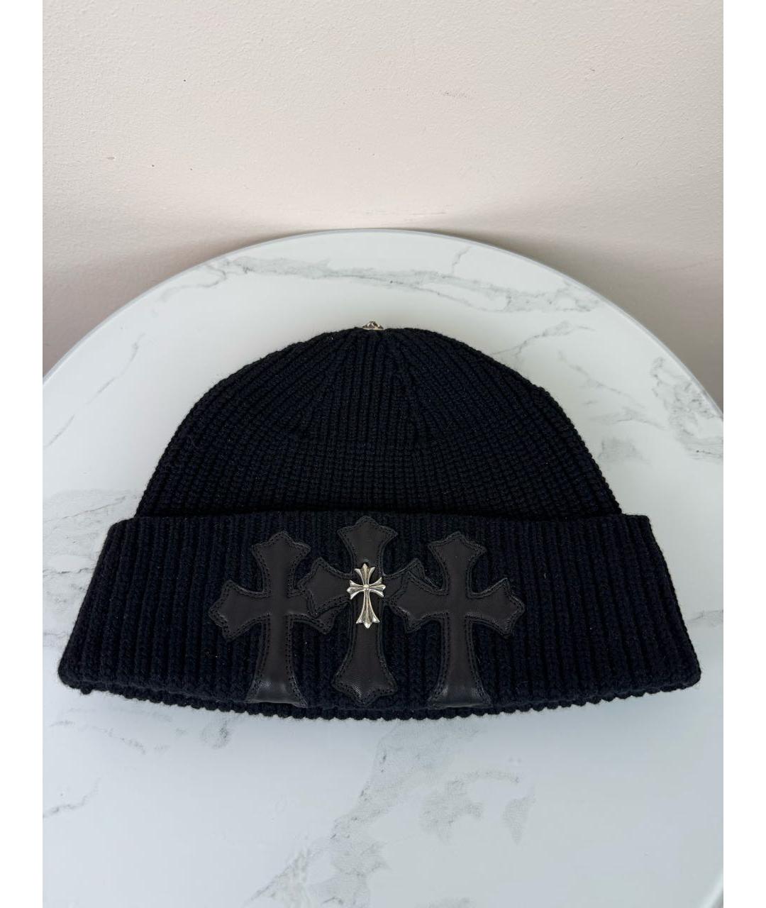 CHROME HEARTS Черная кашемировая шапка, фото 4