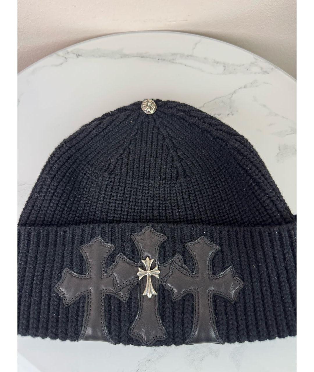 CHROME HEARTS Черная кашемировая шапка, фото 3