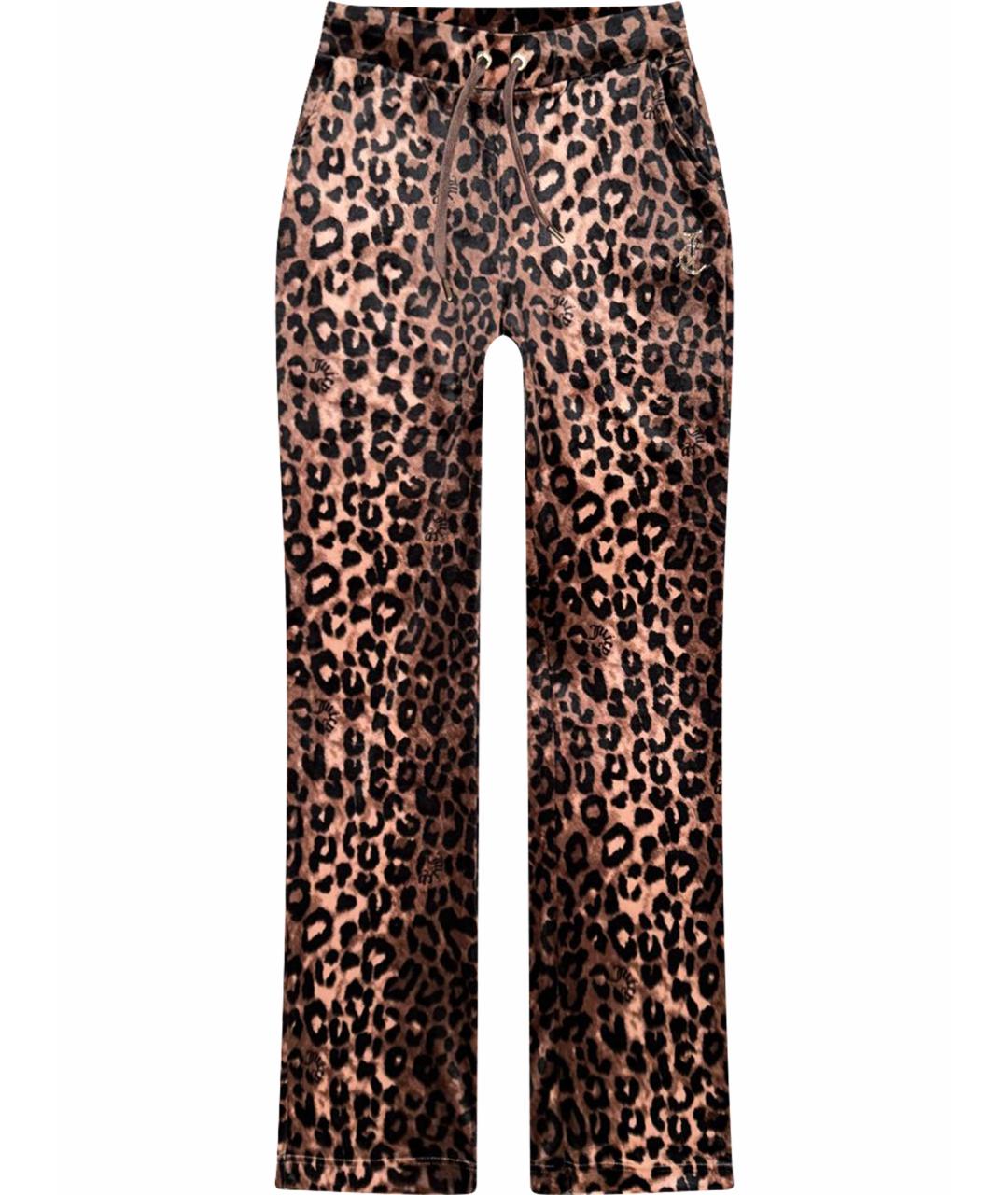 JUICY COUTURE Коричневые велюровые прямые брюки, фото 1