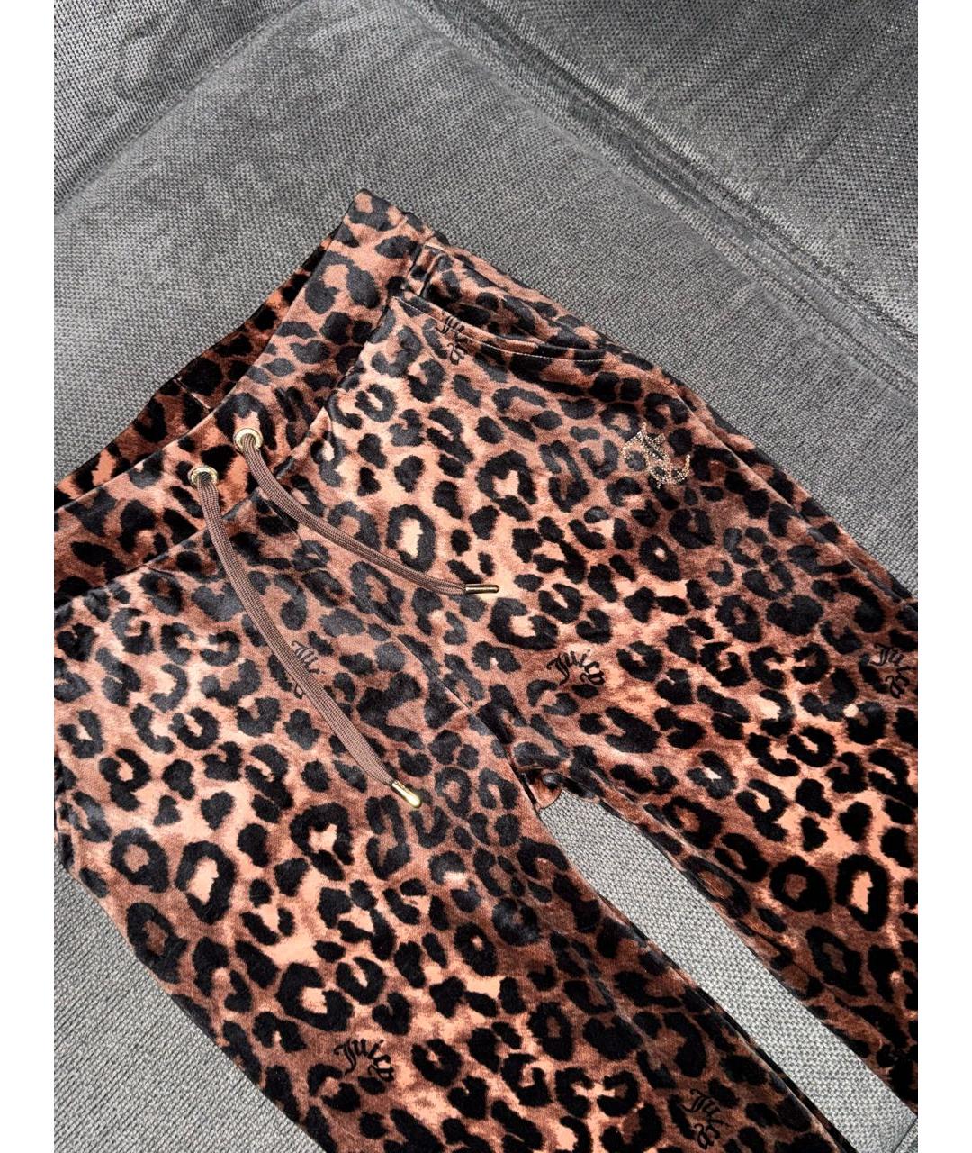 JUICY COUTURE Коричневые велюровые прямые брюки, фото 3