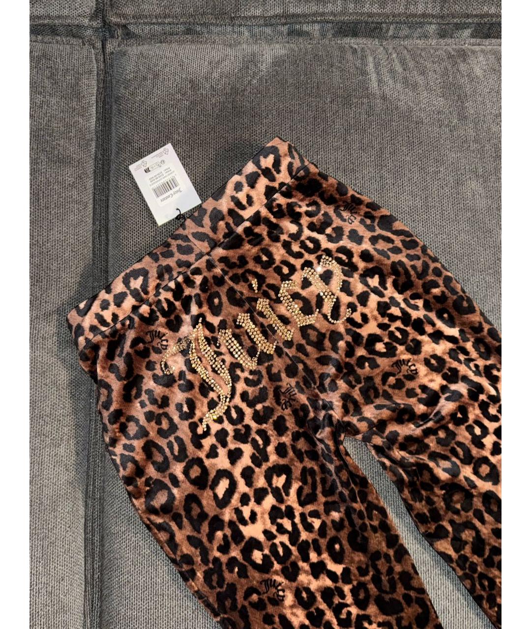 JUICY COUTURE Коричневые велюровые прямые брюки, фото 4