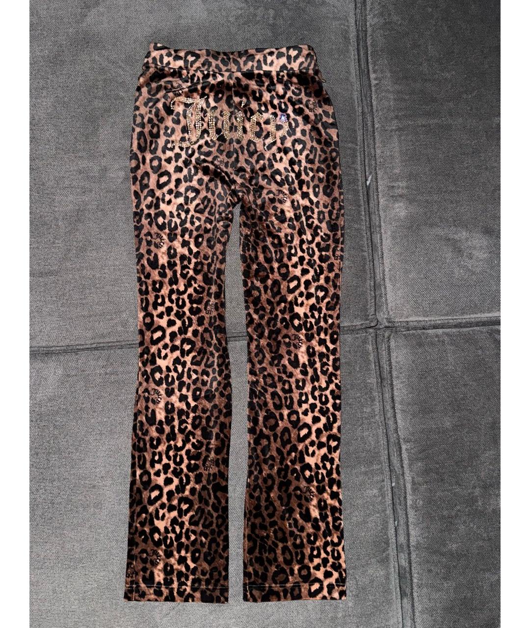JUICY COUTURE Коричневые велюровые прямые брюки, фото 5