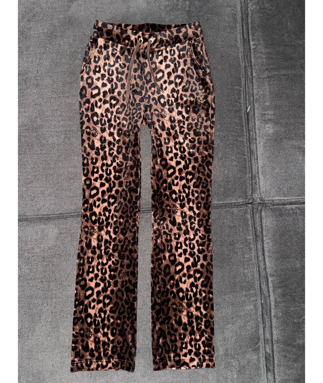 JUICY COUTURE Коричневые велюровые прямые брюки, фото 2