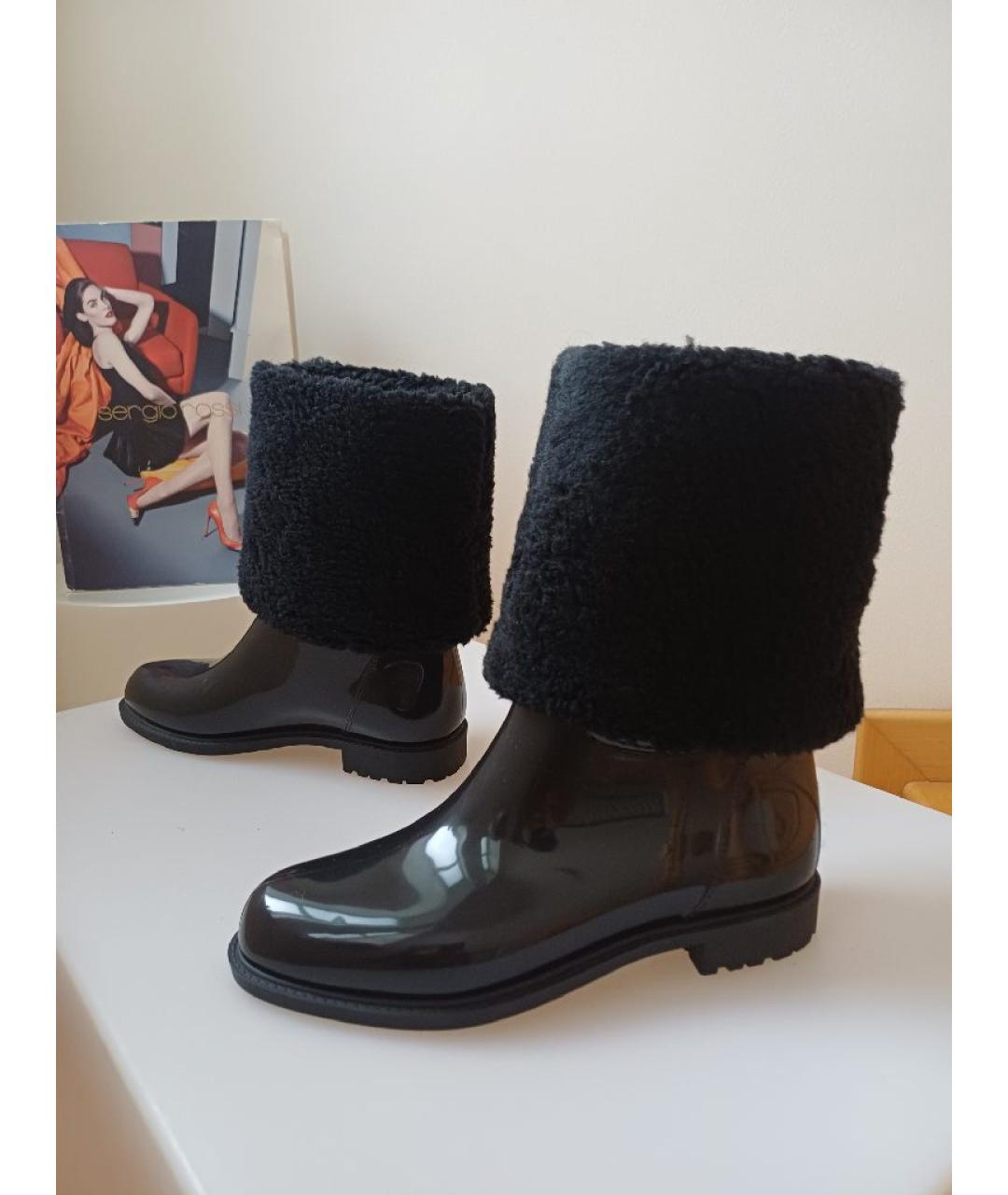 SERGIO ROSSI Черные резиновые ботинки, фото 2