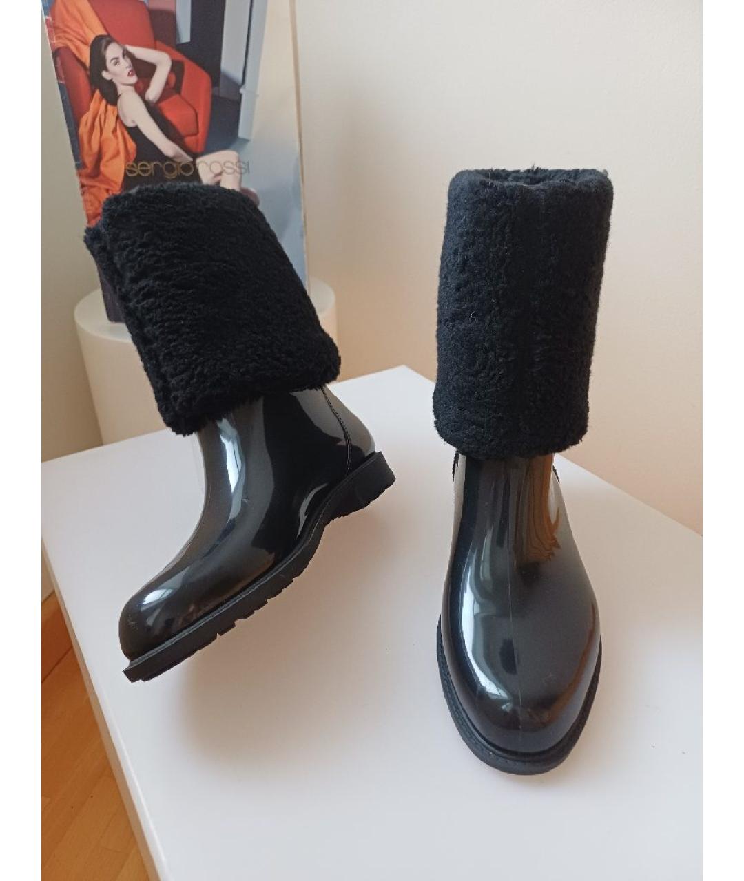 SERGIO ROSSI Черные резиновые ботинки, фото 3