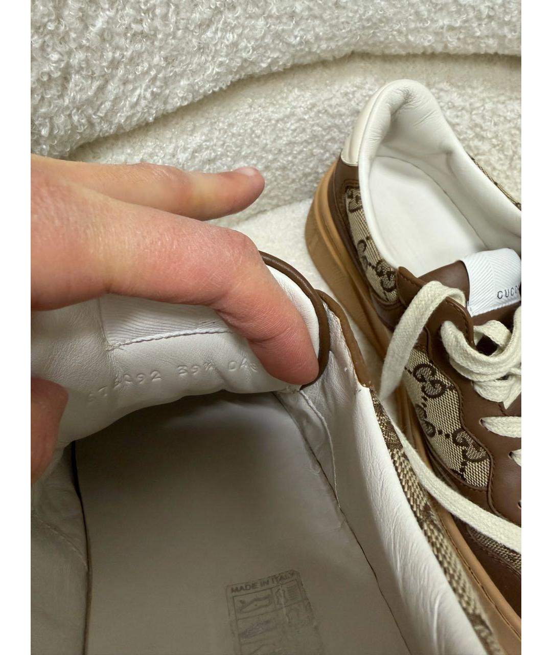 GUCCI Коричневые кожаные кеды, фото 5