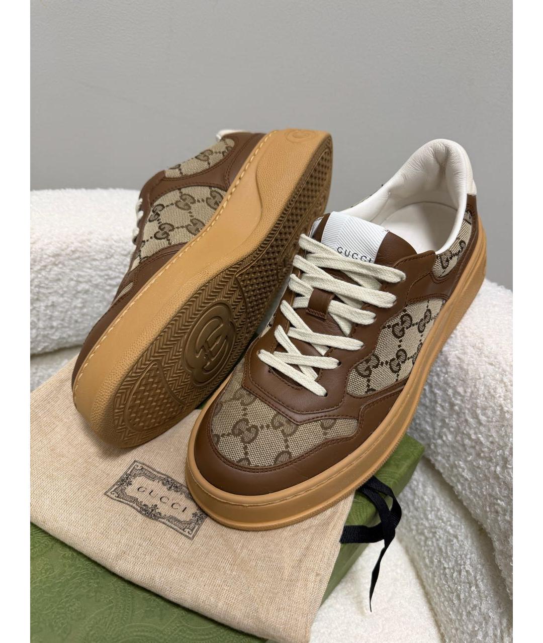 GUCCI Коричневые кожаные кеды, фото 8