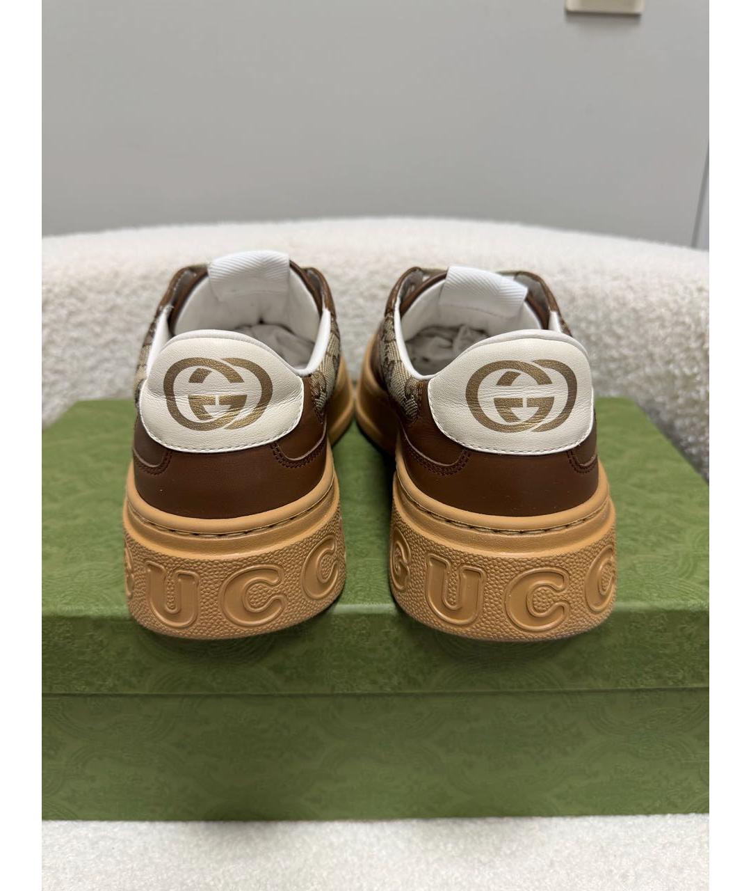 GUCCI Коричневые кожаные кеды, фото 4