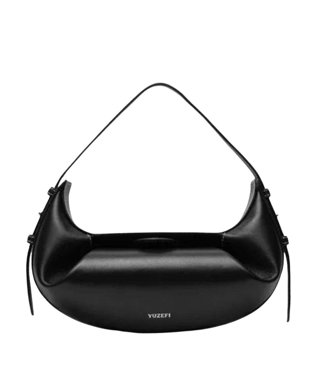 YUZEFI Черная кожаная сумка с короткими ручками, фото 1