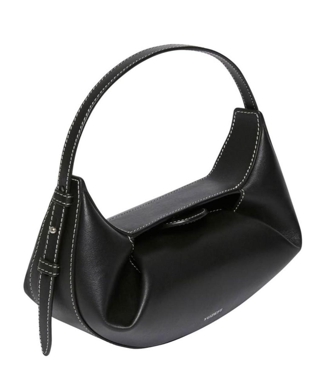 YUZEFI Черная кожаная сумка с короткими ручками, фото 2