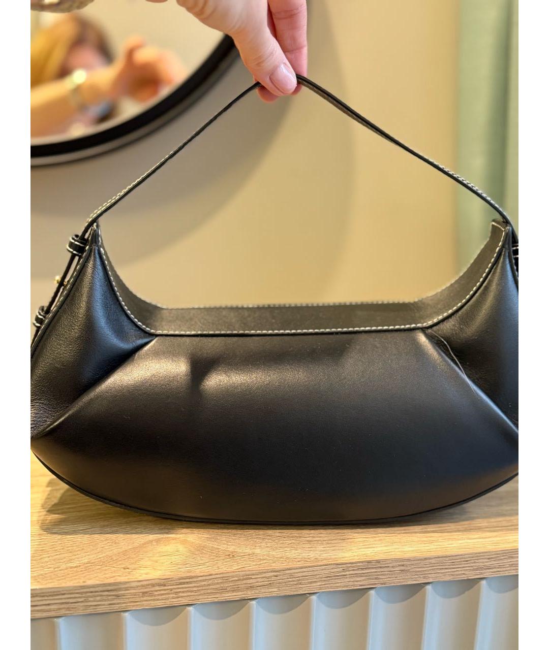 YUZEFI Черная кожаная сумка с короткими ручками, фото 3