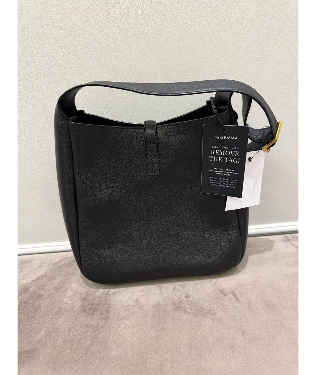 SAINT LAURENT Черная кожаная сумка с короткими ручками, фото 3