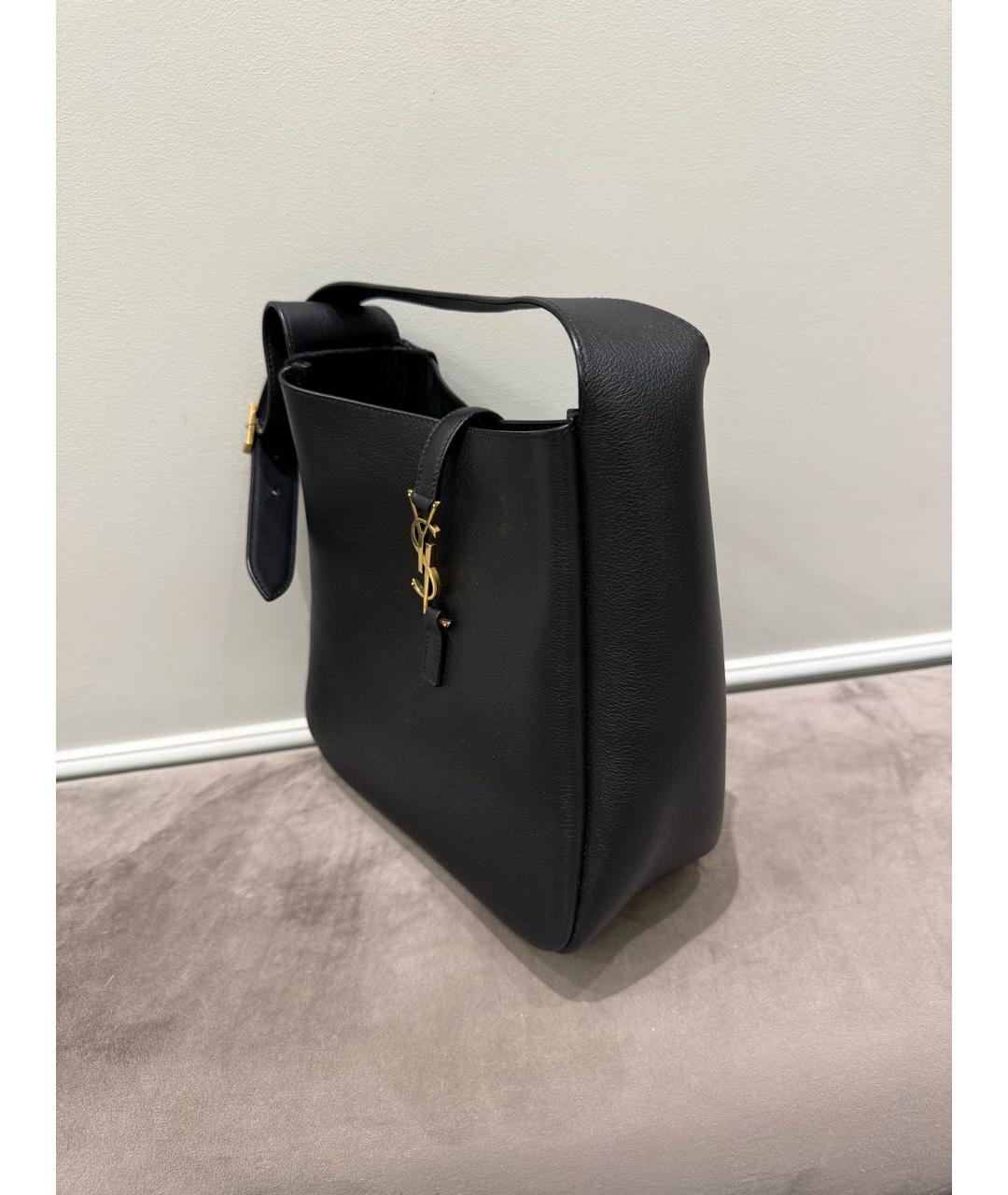 SAINT LAURENT Черная кожаная сумка с короткими ручками, фото 2