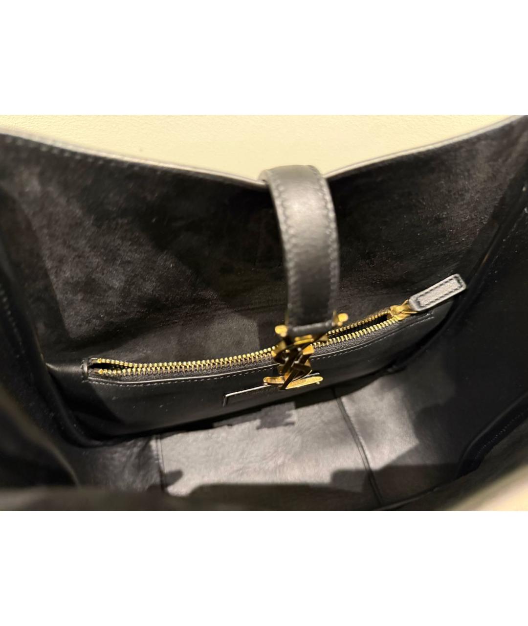 SAINT LAURENT Черная кожаная сумка с короткими ручками, фото 4