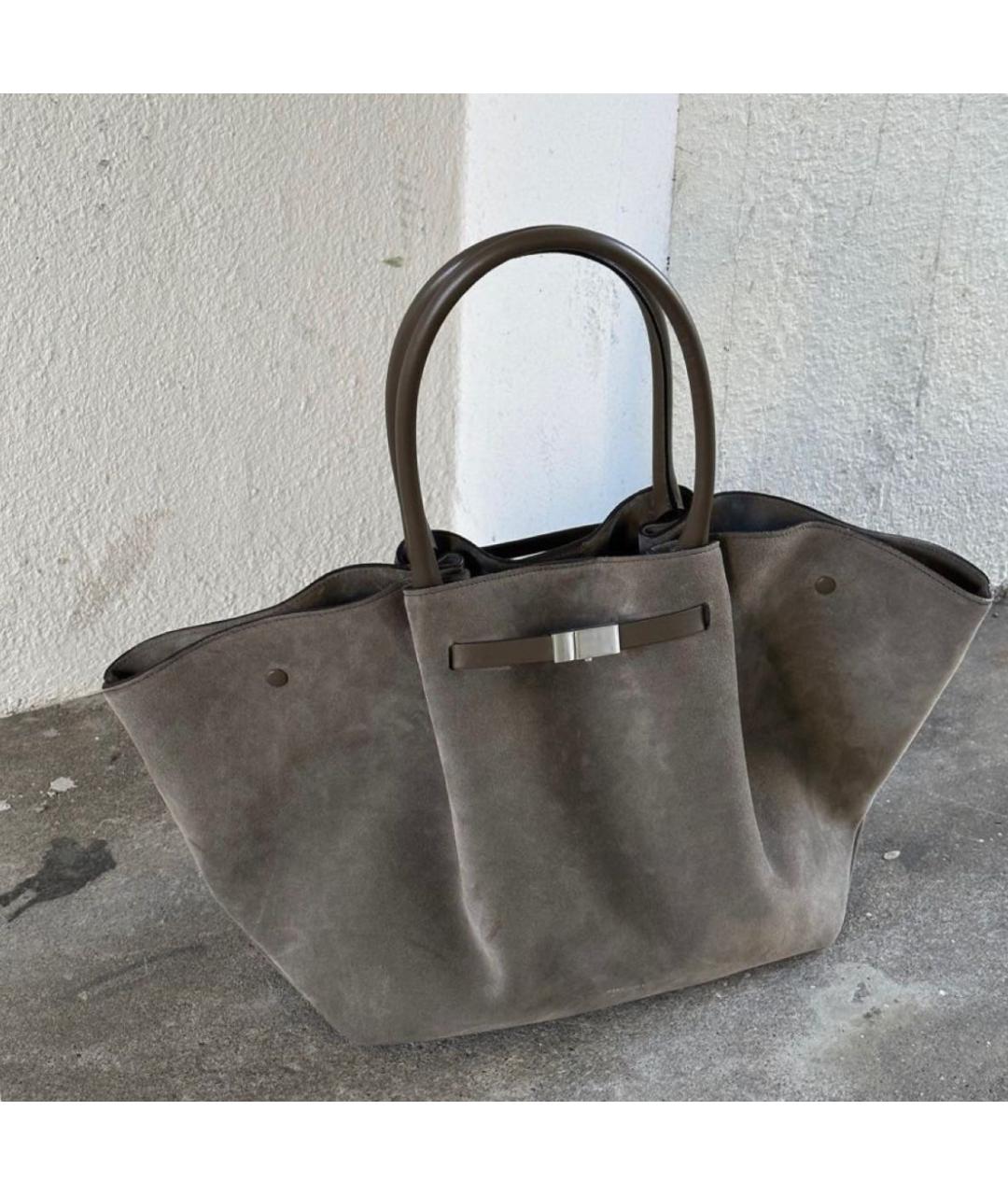 DEMELLIER Антрацитовая замшевая сумка с короткими ручками, фото 2