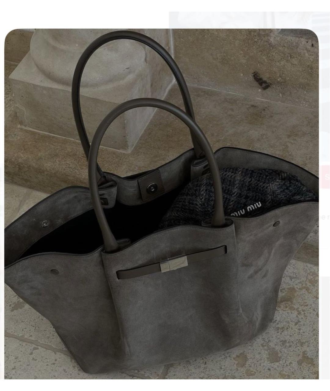 DEMELLIER Антрацитовая замшевая сумка с короткими ручками, фото 3