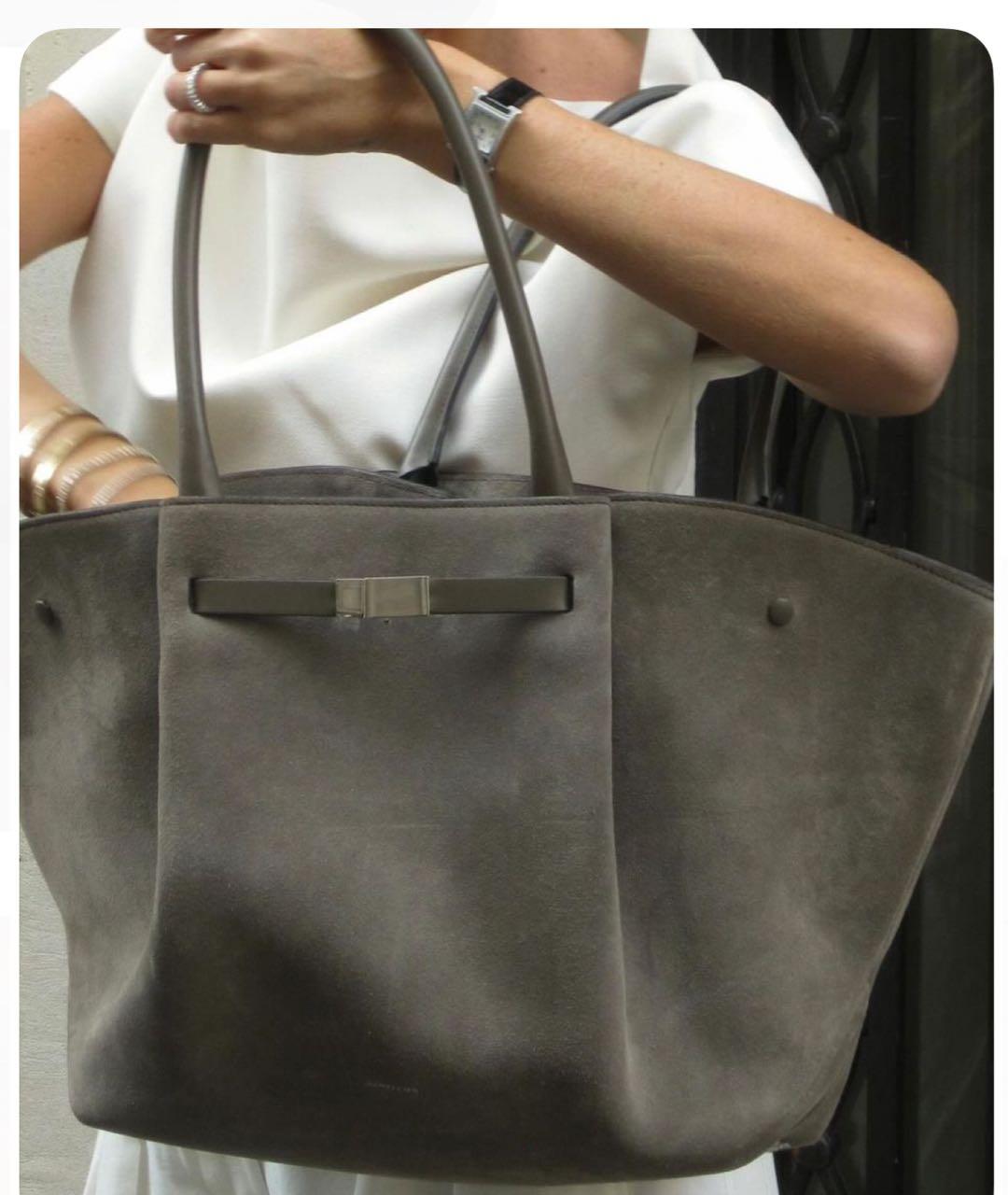 DEMELLIER Антрацитовая замшевая сумка с короткими ручками, фото 4