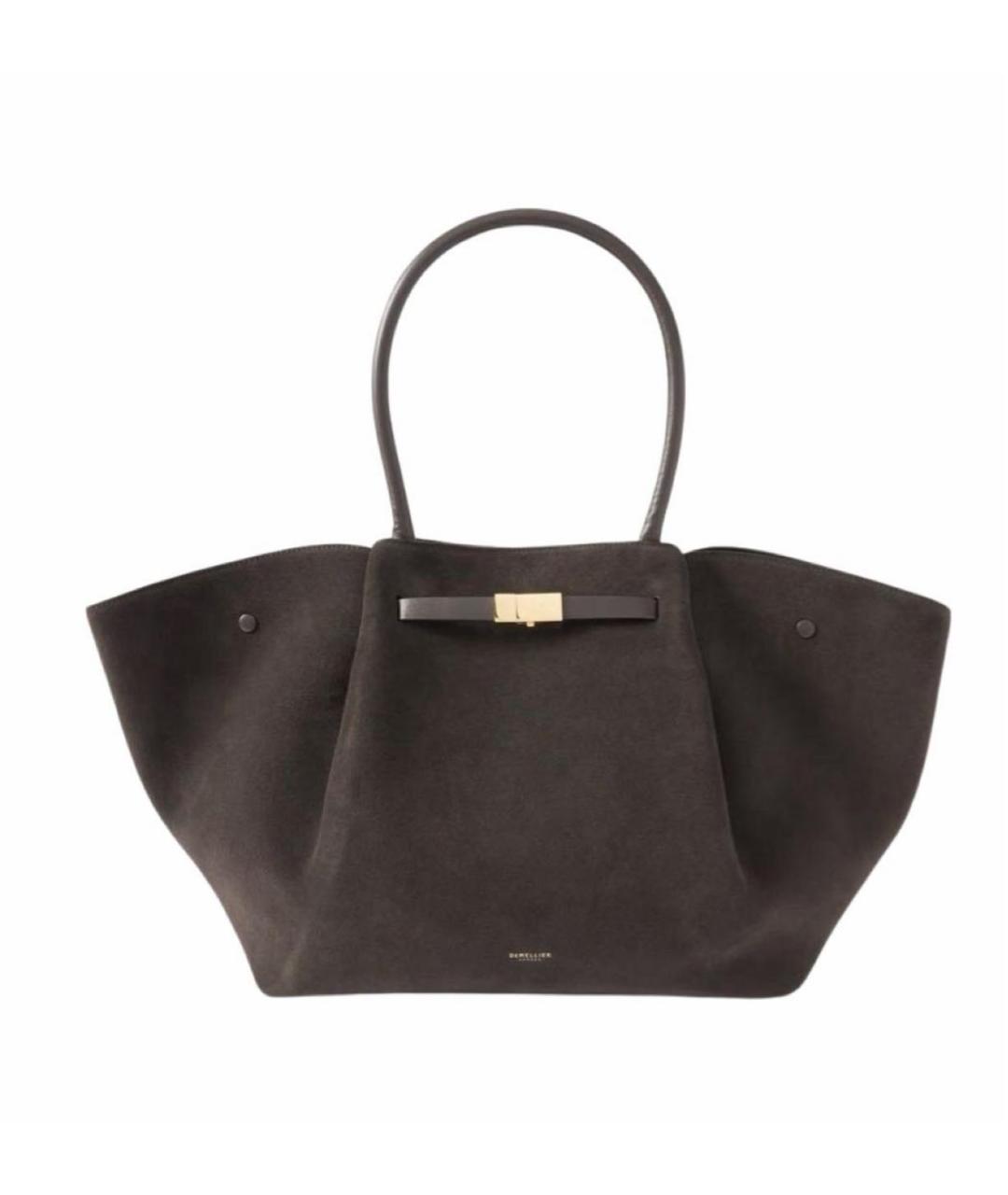 DEMELLIER Антрацитовая замшевая сумка с короткими ручками, фото 5