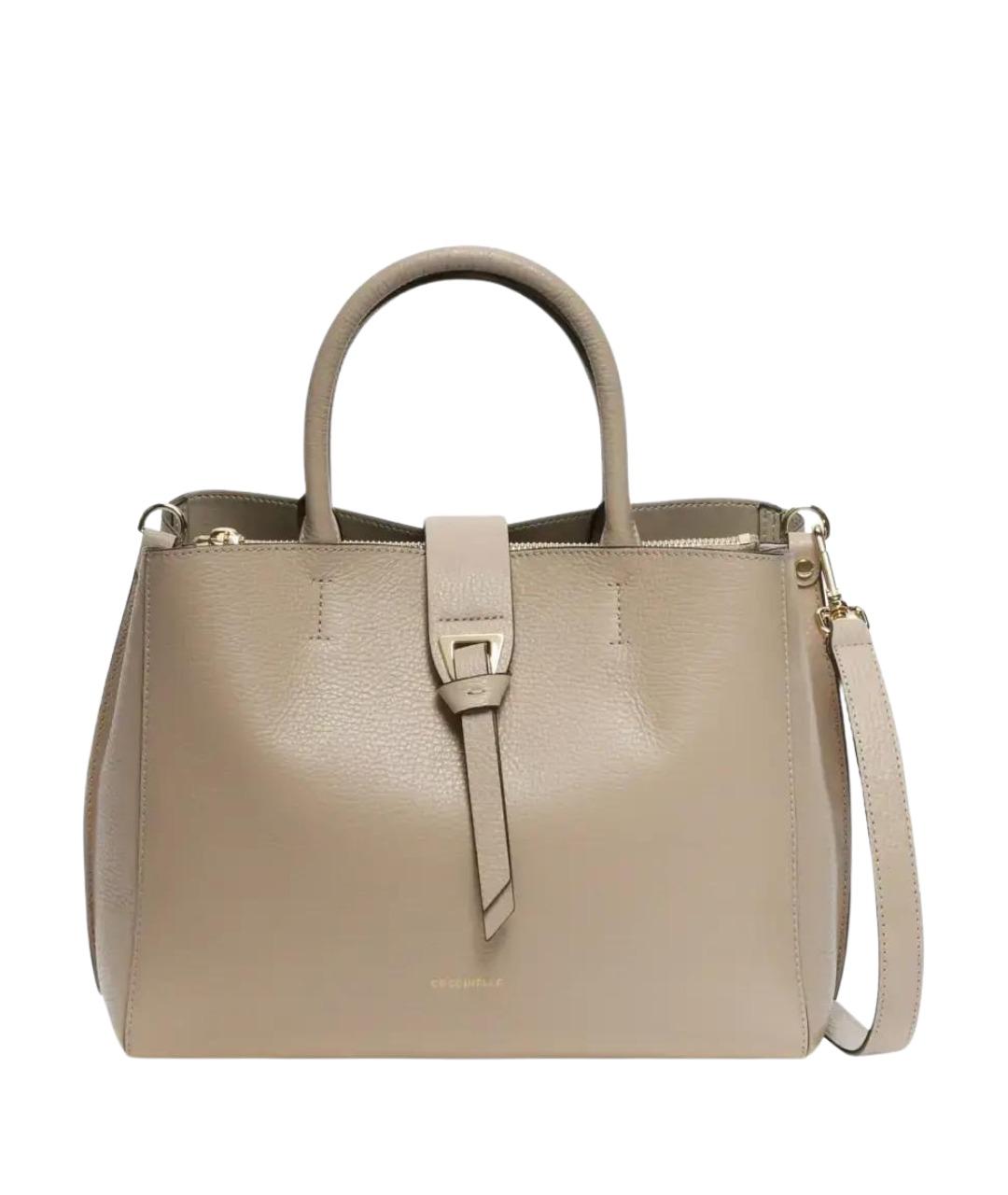 COCCINELLE Бежевая кожаная сумка с короткими ручками, фото 1