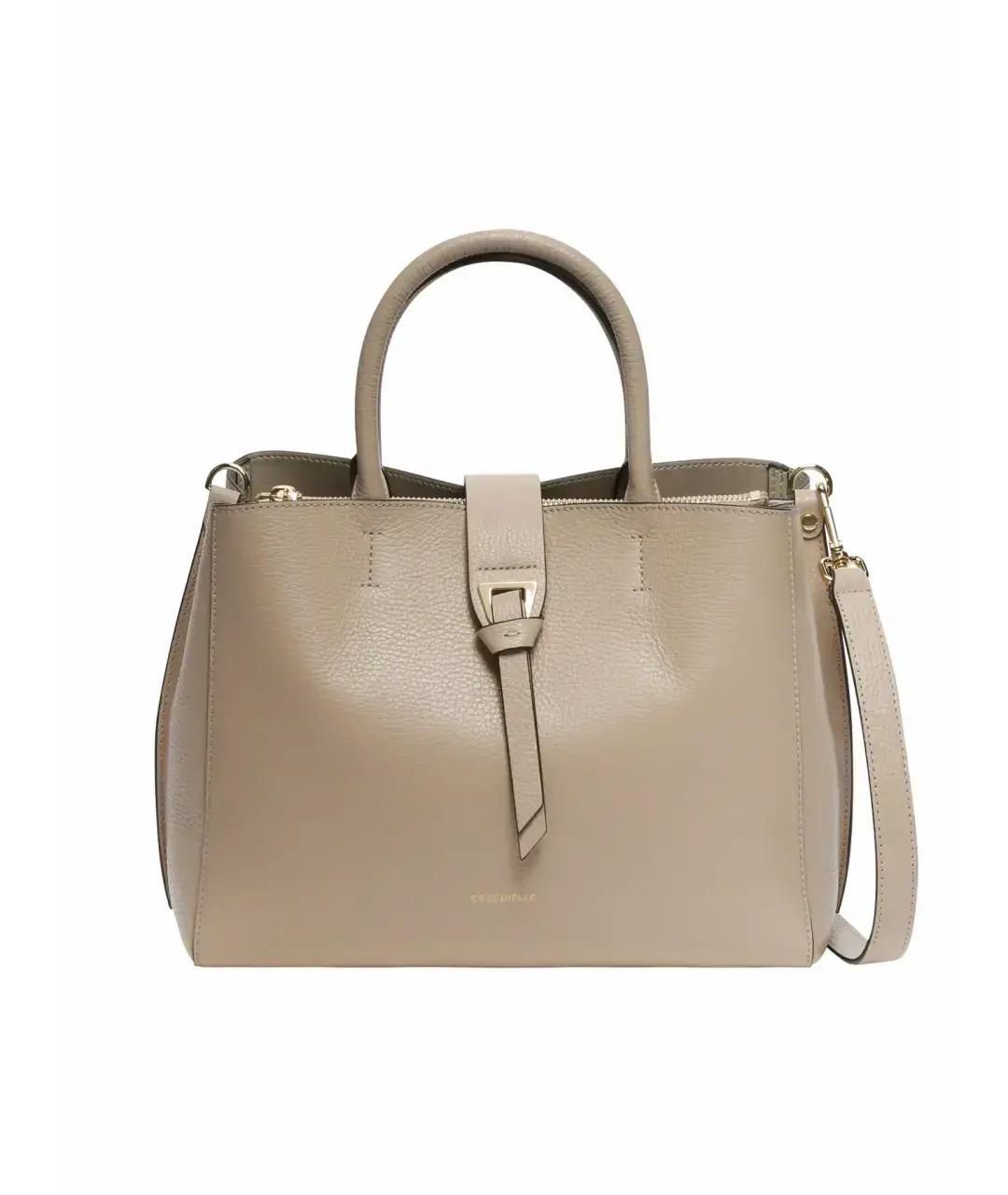 COCCINELLE Бежевая кожаная сумка с короткими ручками, фото 7