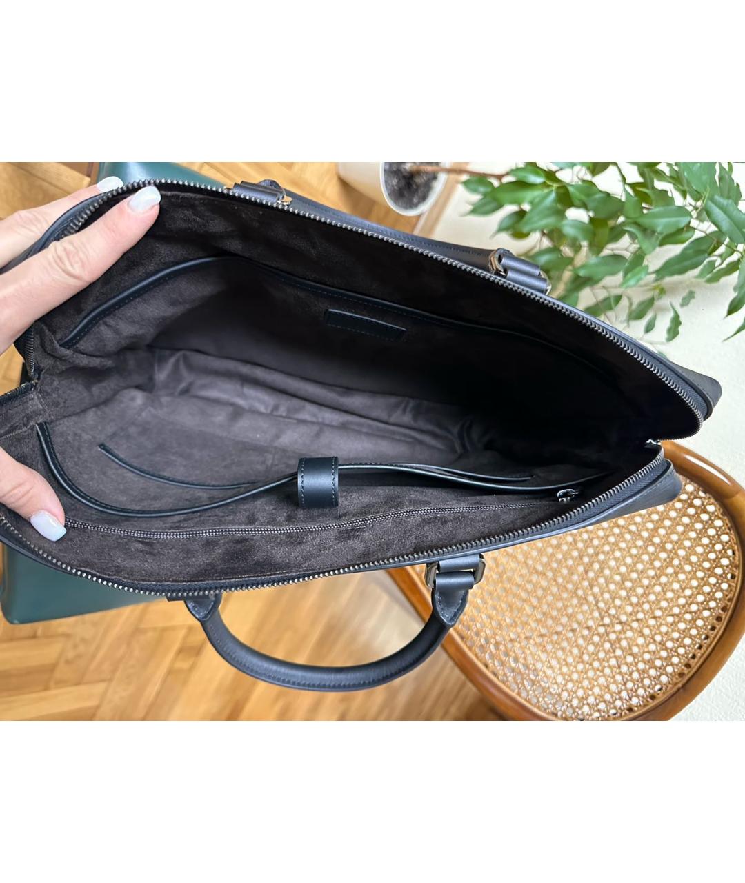 ERMENEGILDO ZEGNA XXX Черный кожаный портфель, фото 4