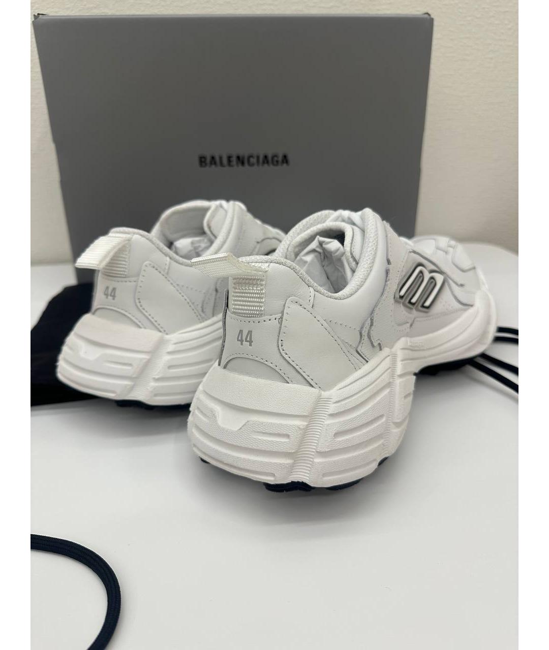 BALENCIAGA Белые кожаные низкие кроссовки / кеды, фото 4