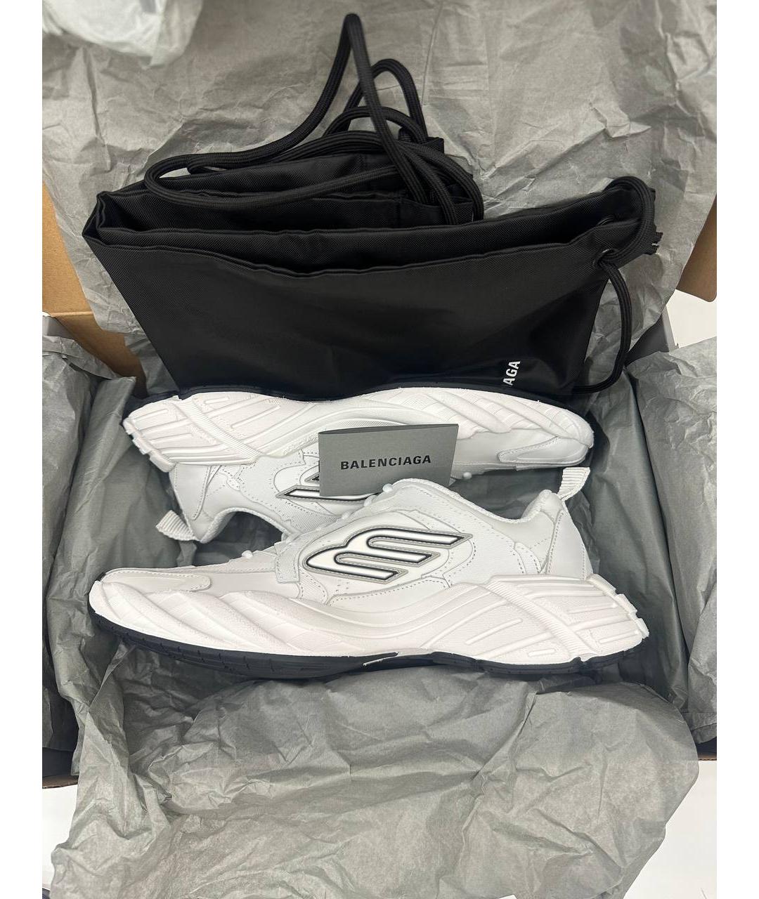 BALENCIAGA Белые кожаные низкие кроссовки / кеды, фото 3